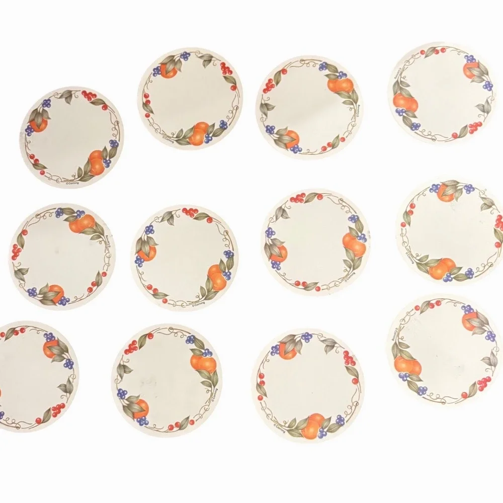 Corning Abundance Fruit Pattern Round Coasters Set of 12 Vintage Corelle Match